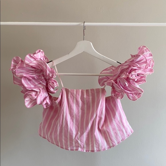 Luxxel striped ruffle top - Picture 1 of 5